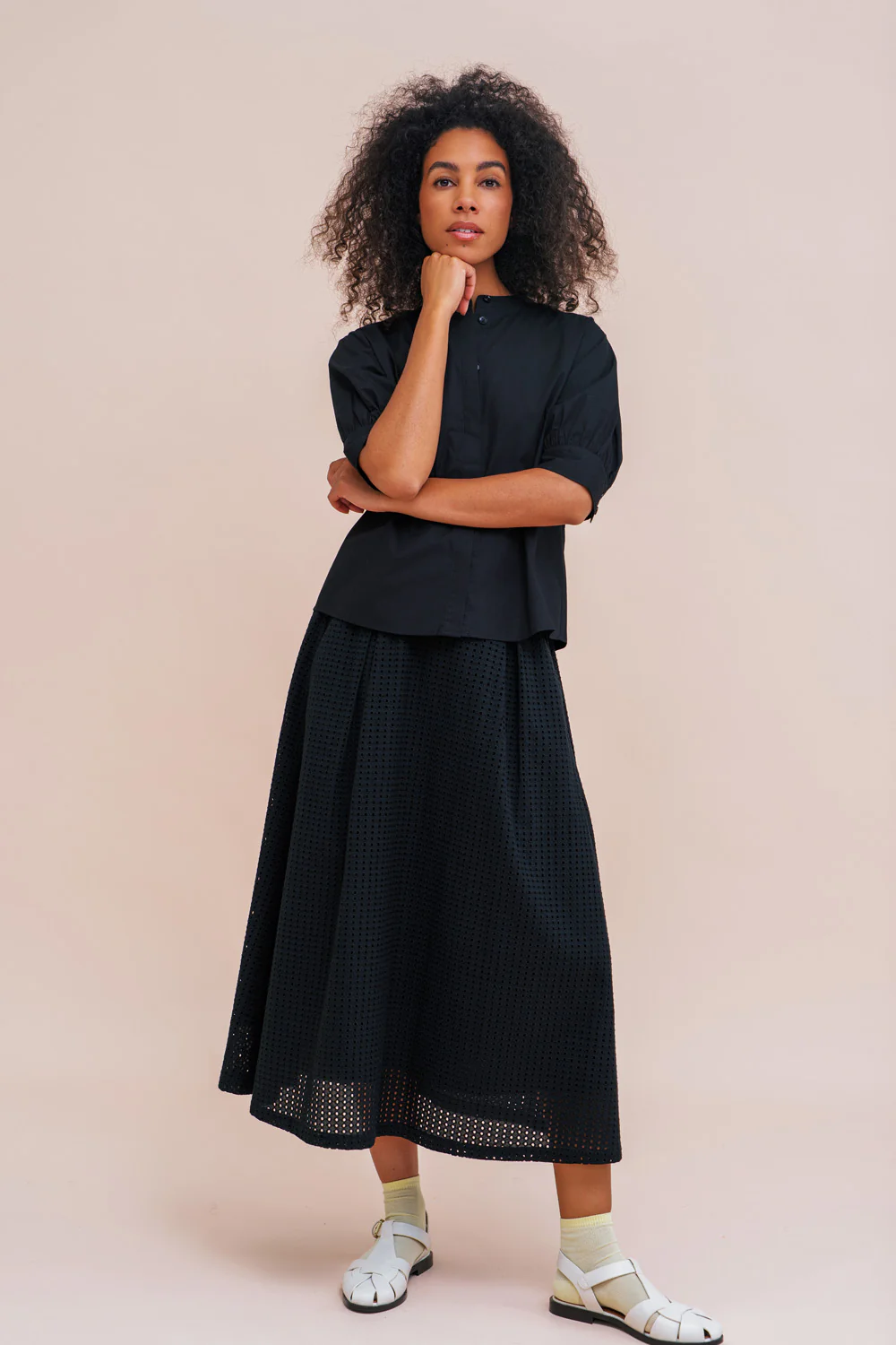 Wijde broderie anglaise rok