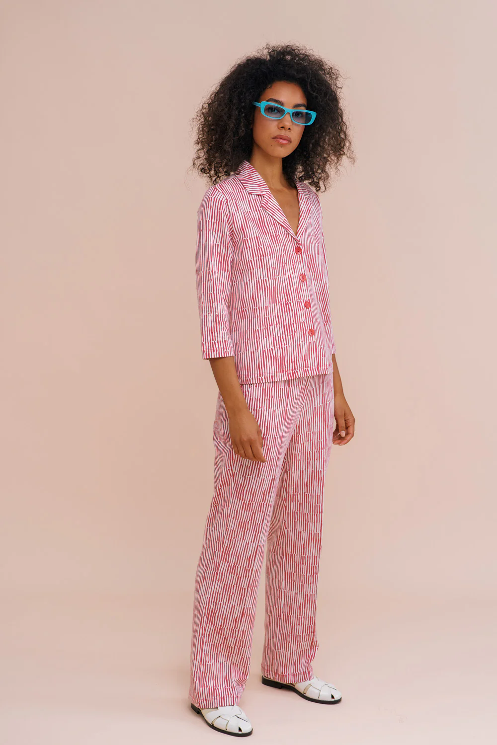 Jersey blouse met driekwart mouwen en reverskraag - Image 6