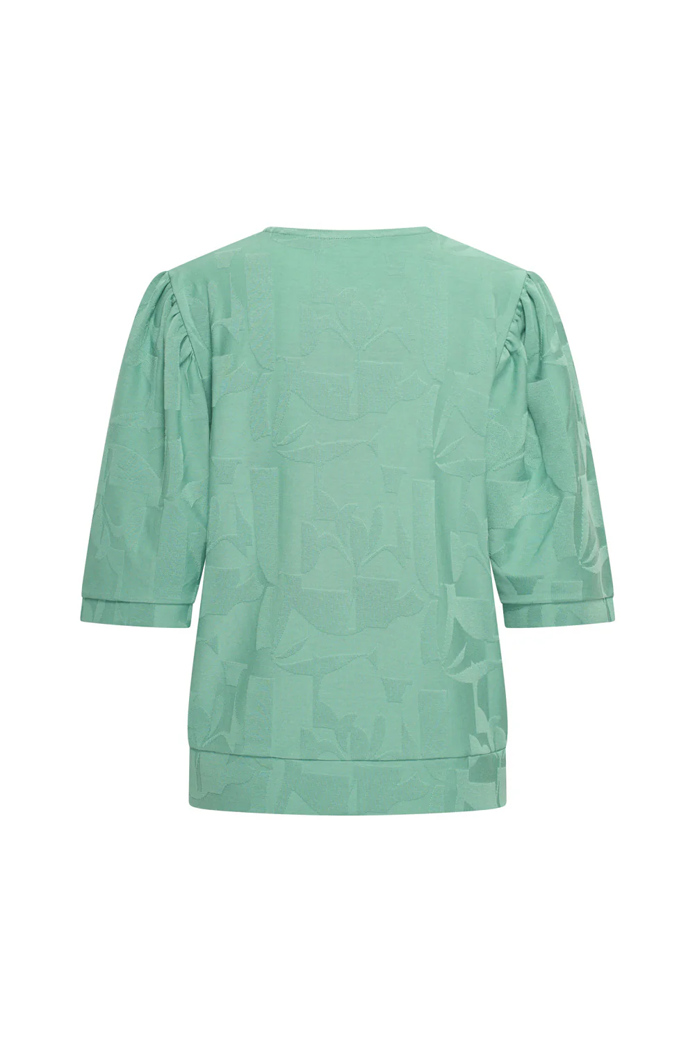 Katoenen Jersey top met V-hals en pofmouwen - Image 5