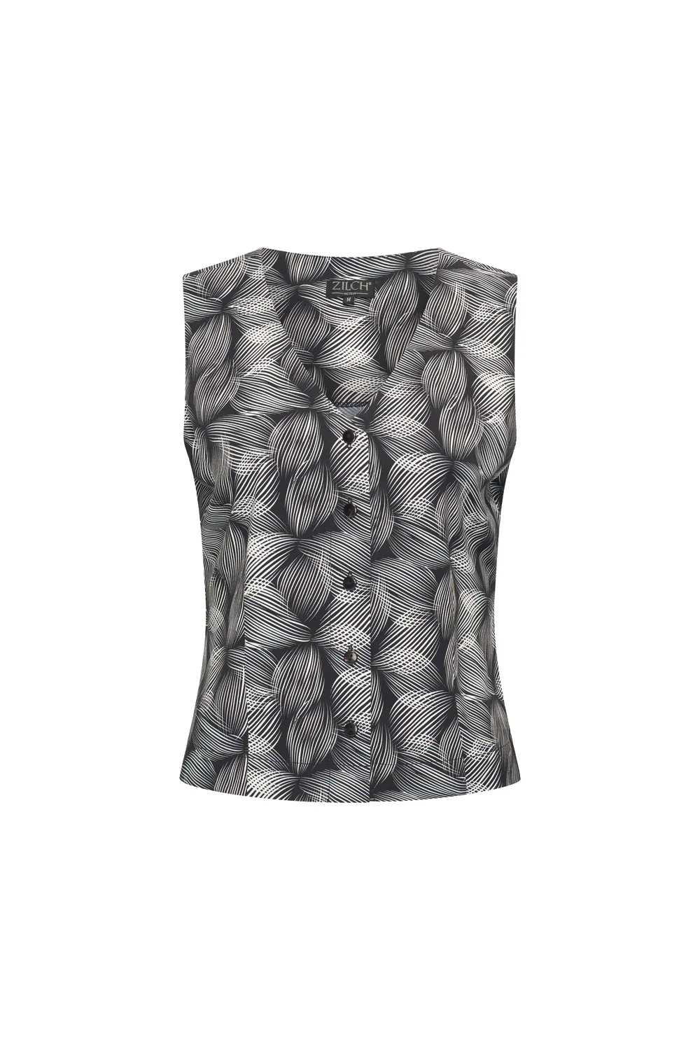 Top met grafische print en knoopjes